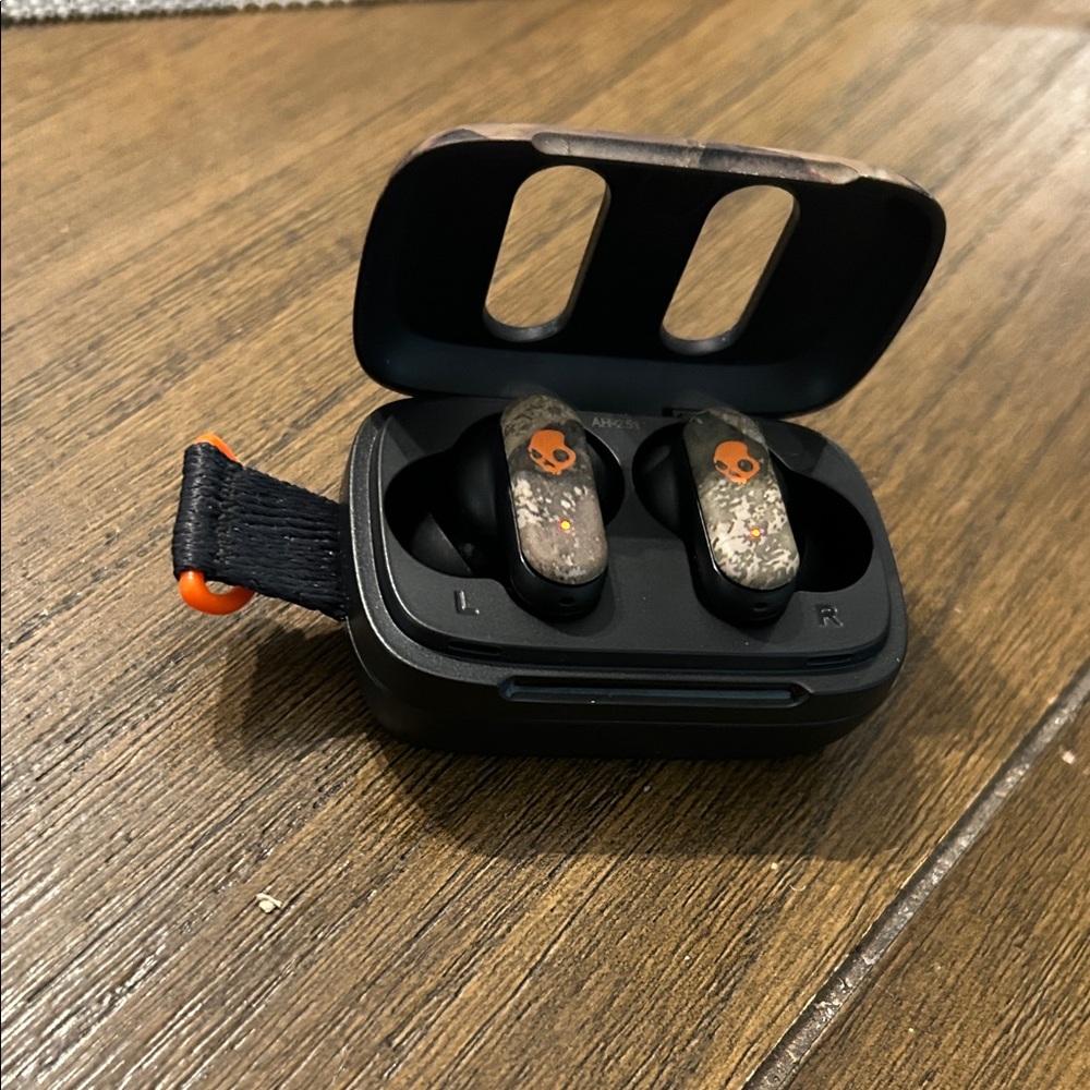 Skullcandy Black and Orange Wireless Earbuds